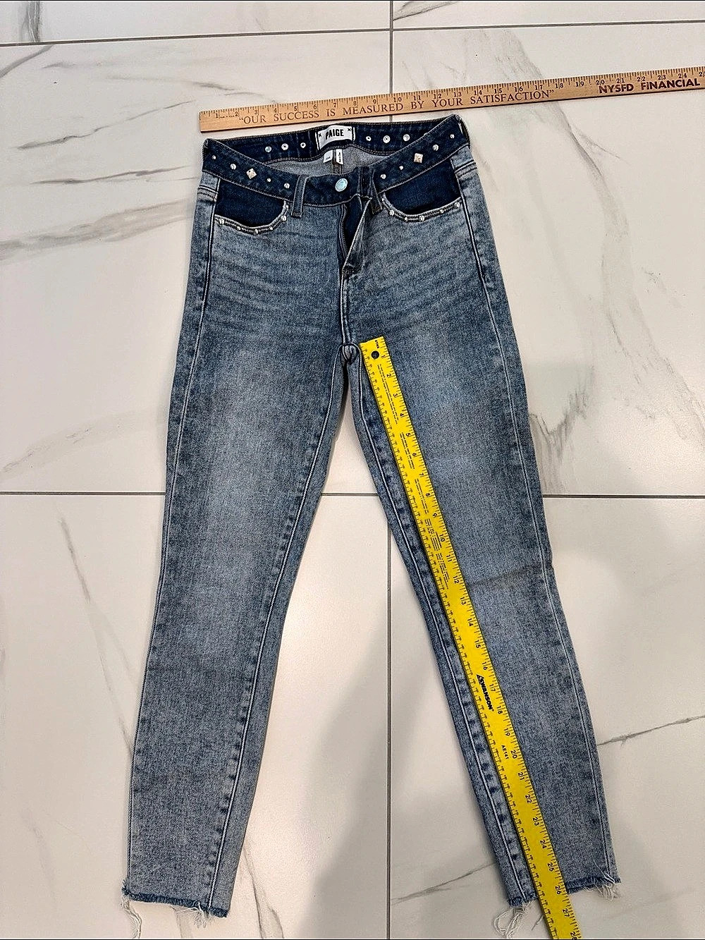 Paige Verdugo Ankle Skinny Jeans Blue Waist 26